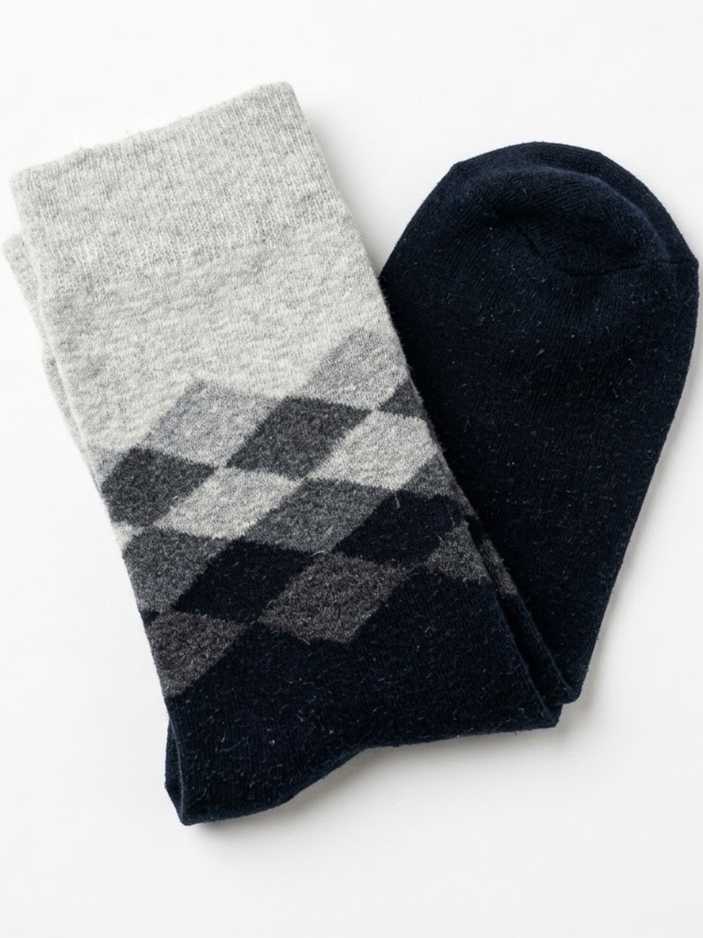 Happy Socks Grey Charcoal Black Argyle Crew Socks OSFM Unisex